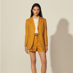 SANDRO YELLOW JACQUARD TAILORED JACKET BLAZER Size Small